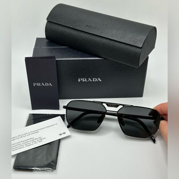 PRADA Sunglasses PR58YS 1AB5S0 Black/Dark Grey Unisex NEW main image 5